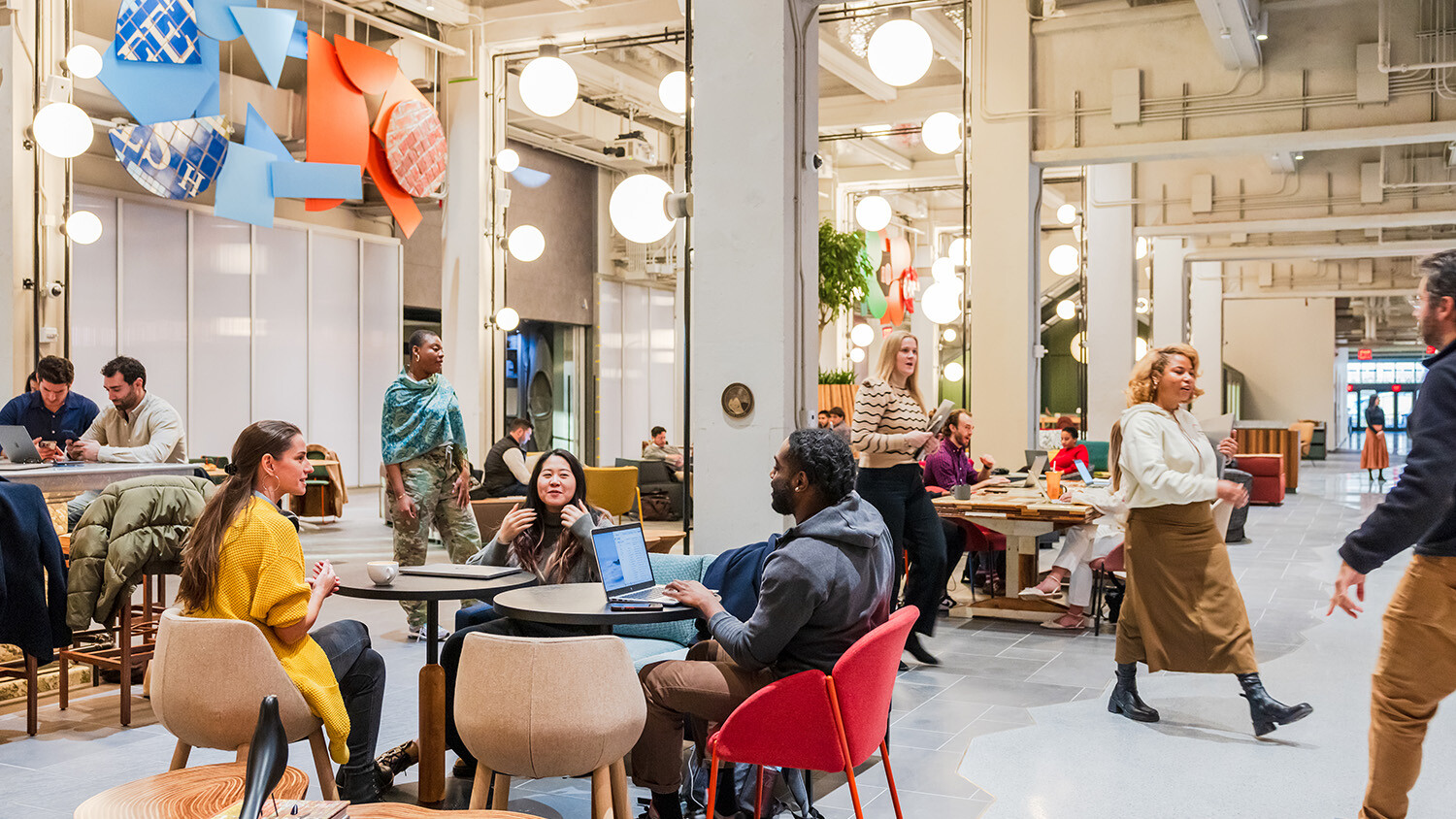 Google employees connecting in breakout space